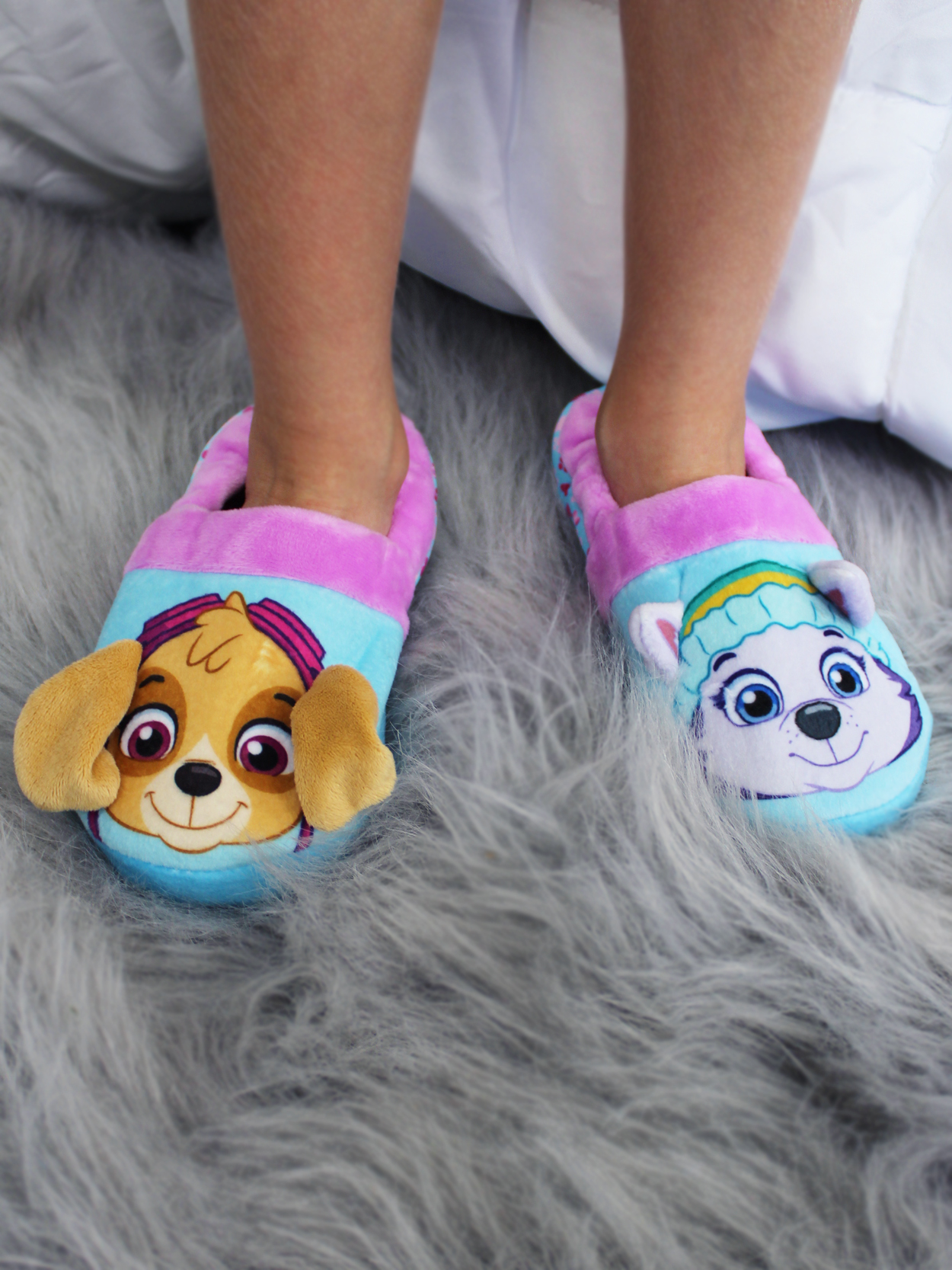 Girls Kids Paw Patrol Pink Fluffy Slipper Sock Size 10 11 12 Warm Winter Gift
